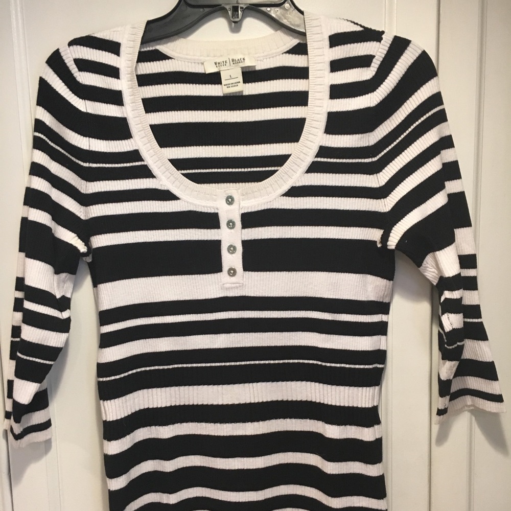 Ann Taylor/ White&Black Top, Size L